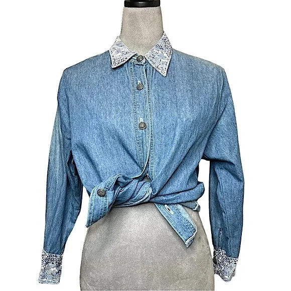 Vintage | Tops | Vintage Denim Rodeo Shirt | Poshmark